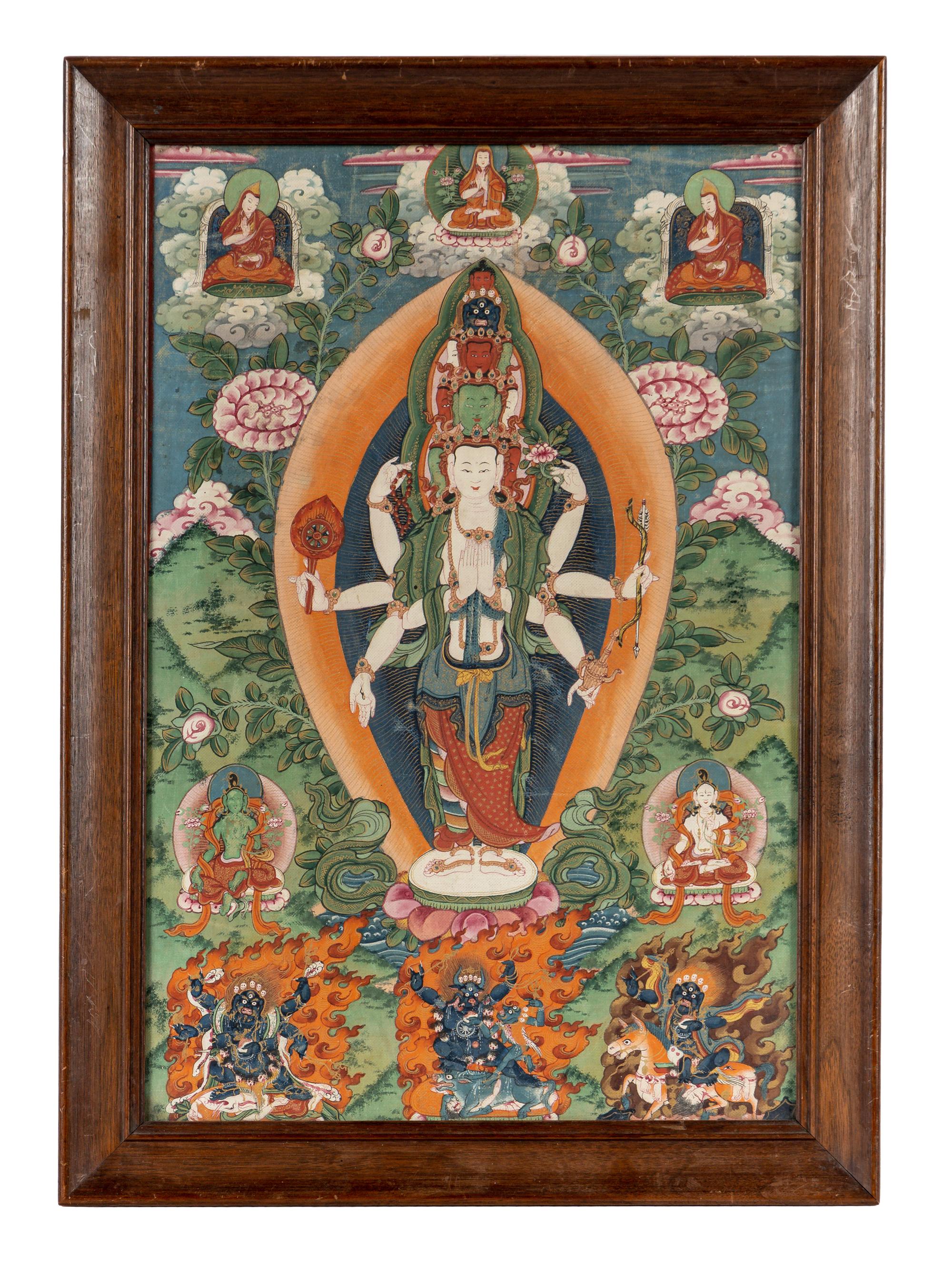 A Tibetan Thangka Depicting Avalokiteshvara