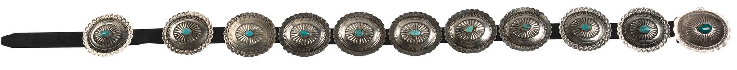 Navajo Silver and Turquoise Concha Belt