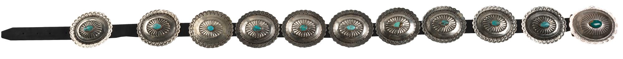 Navajo Silver and Turquoise Concha Belt