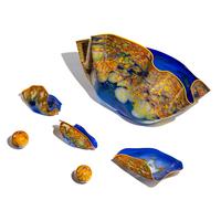 Blue Macchia Seaform Set with Yellow Lip Wraps, 1986