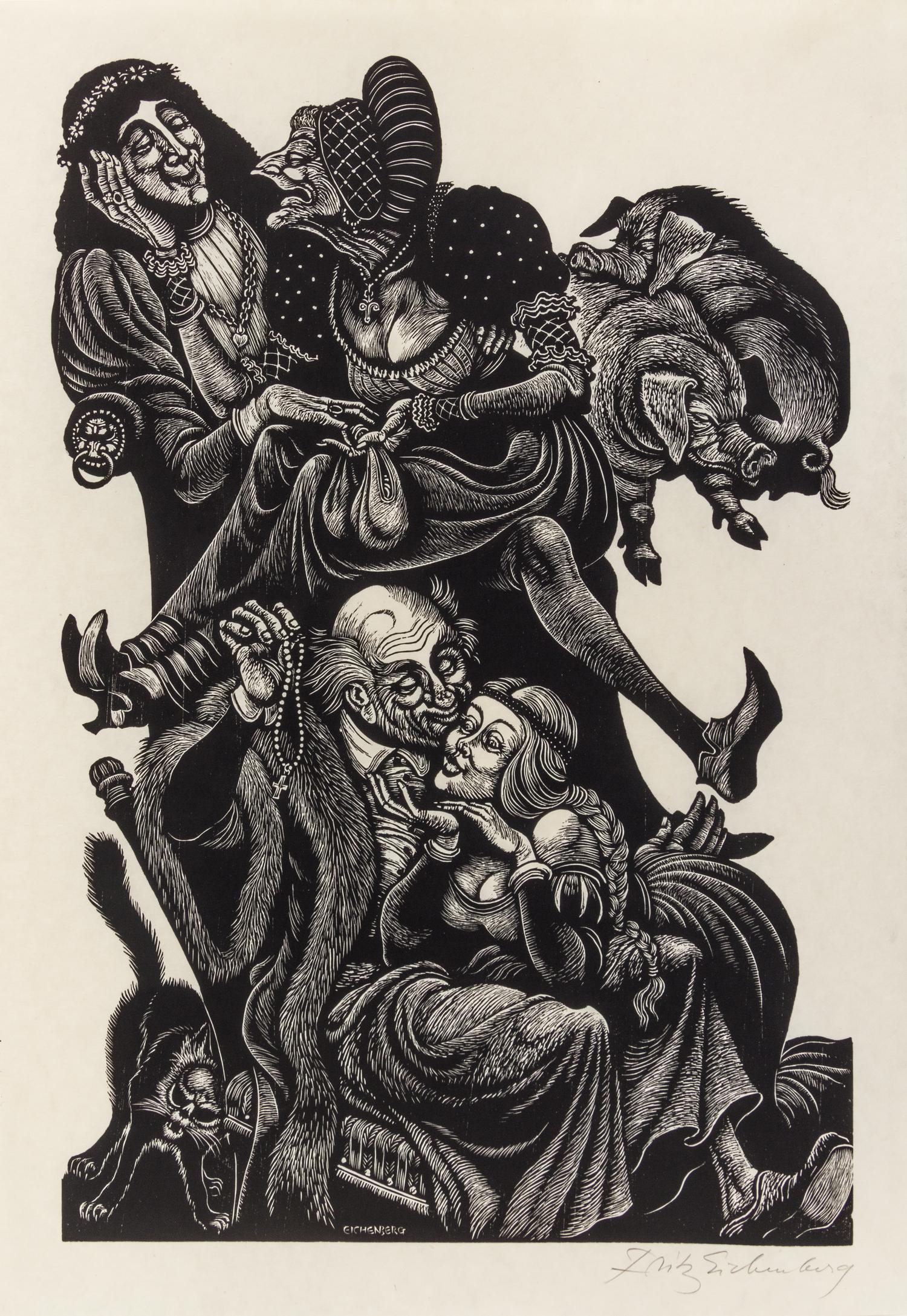 Fritz Eichenberg, (American, 1901-1990), In Praise of Folly, 1972 (portfolio of 10 with text and justification)