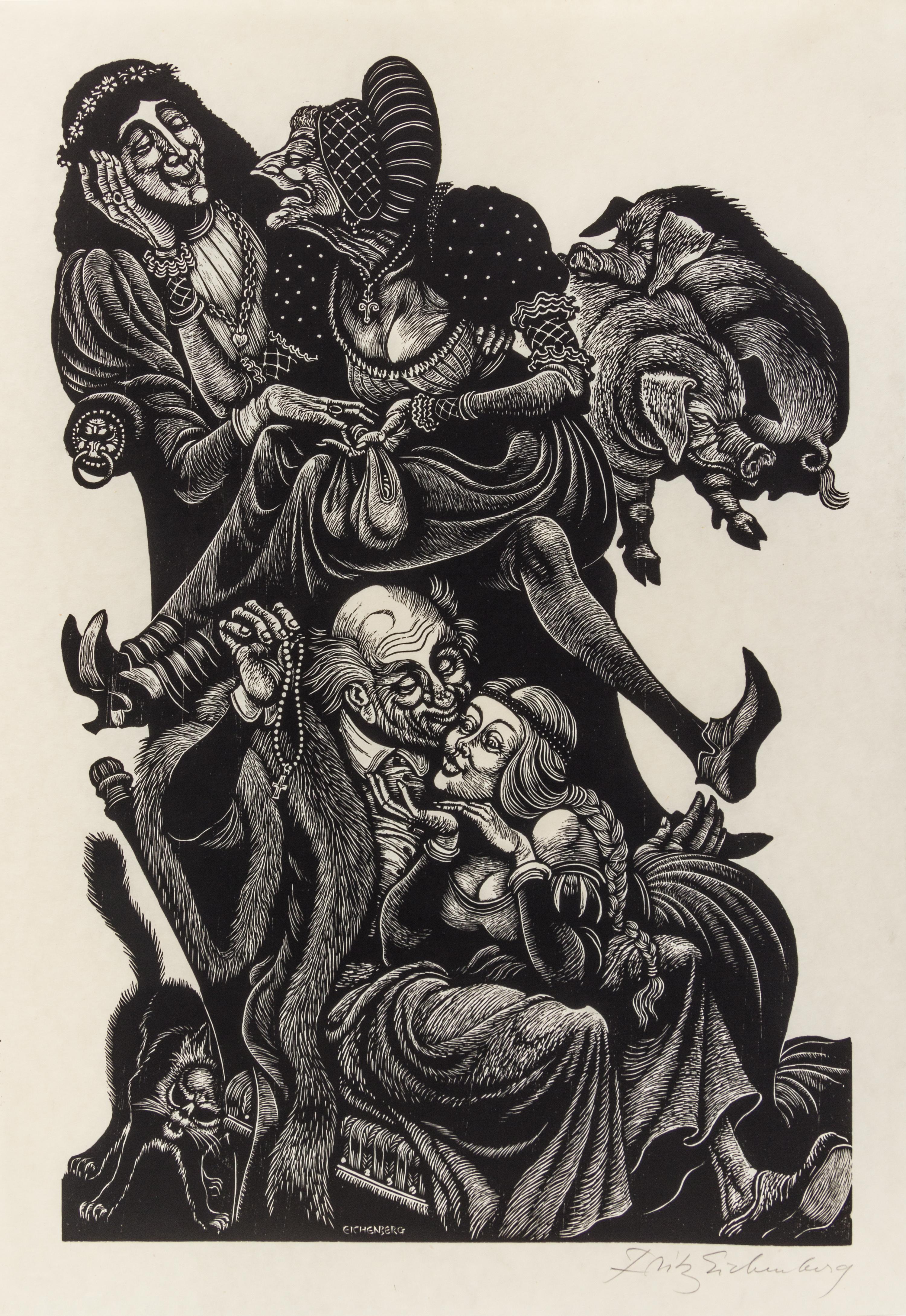Fritz Eichenberg, (American, 1901-1990), In Praise of Folly, 1972 (portfolio of 10 with text and justification)