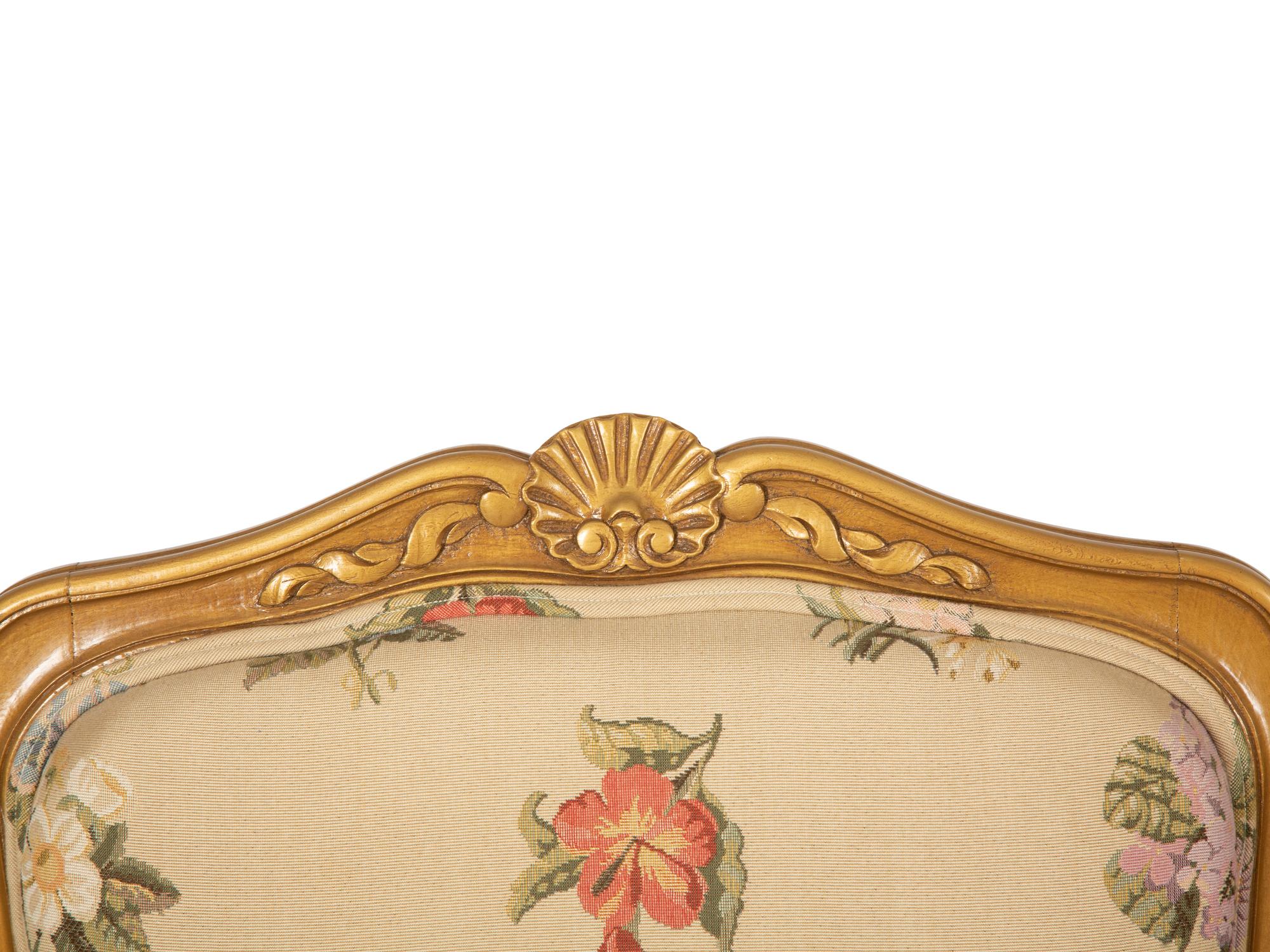 A Pair of Louis XV Style Gold Painted Fauteuils
