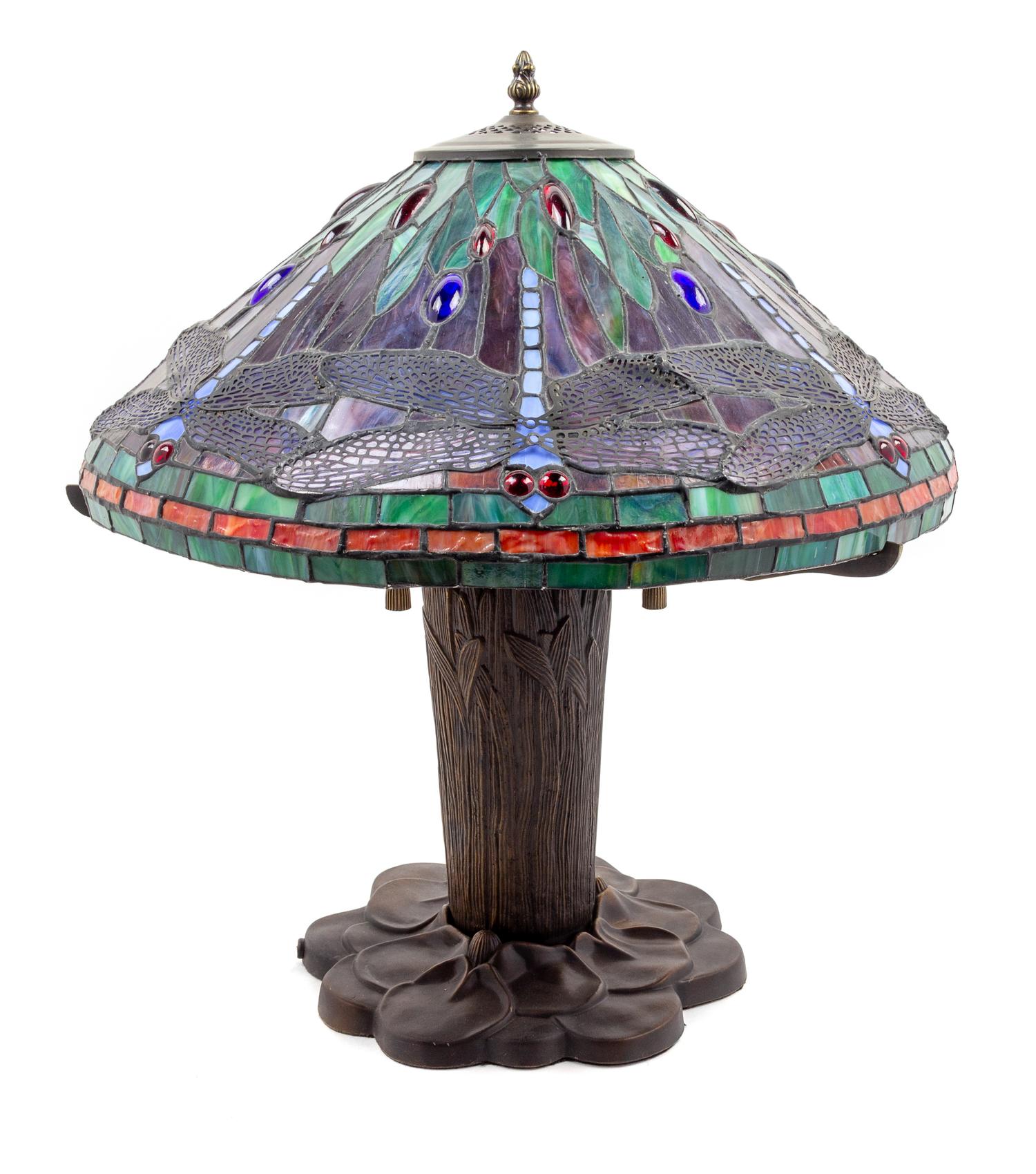 A Tiffany Studios Style Leaded Glass Lamp