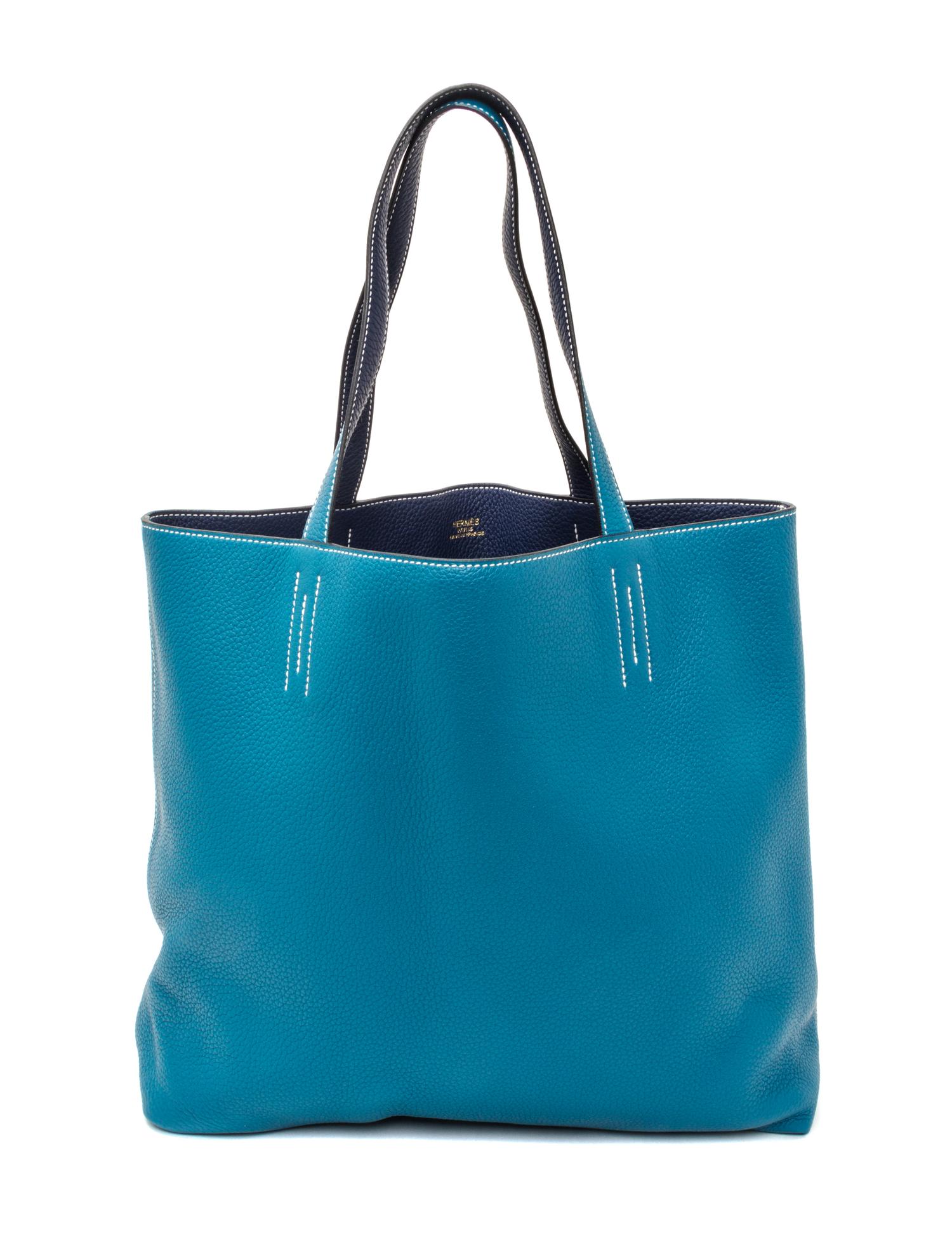 An Hermes Bleu Izmir/Bleu Sapphire 45cm Taurillon Clemence Double Sens Tote, 17.5" x 15.5" x 5".
