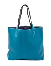 An Hermes Bleu Izmir/Bleu Sapphire 45cm Taurillon Clemence Double Sens Tote, 17.5" x 15.5" x 5".