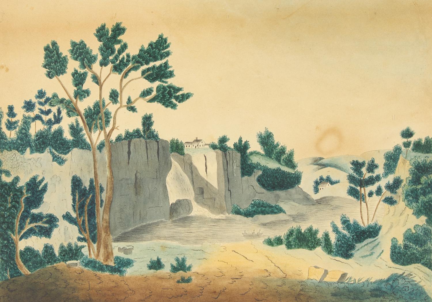 American School 19th Century, Two Drawings of Landscapes