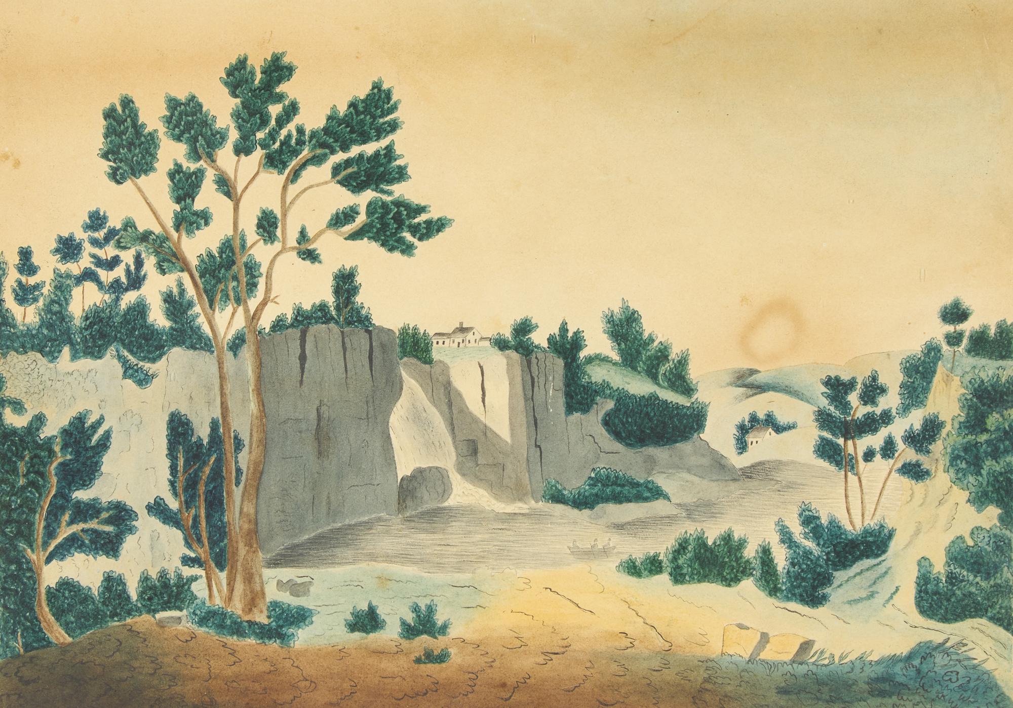 American School 19th Century, Two Drawings of Landscapes