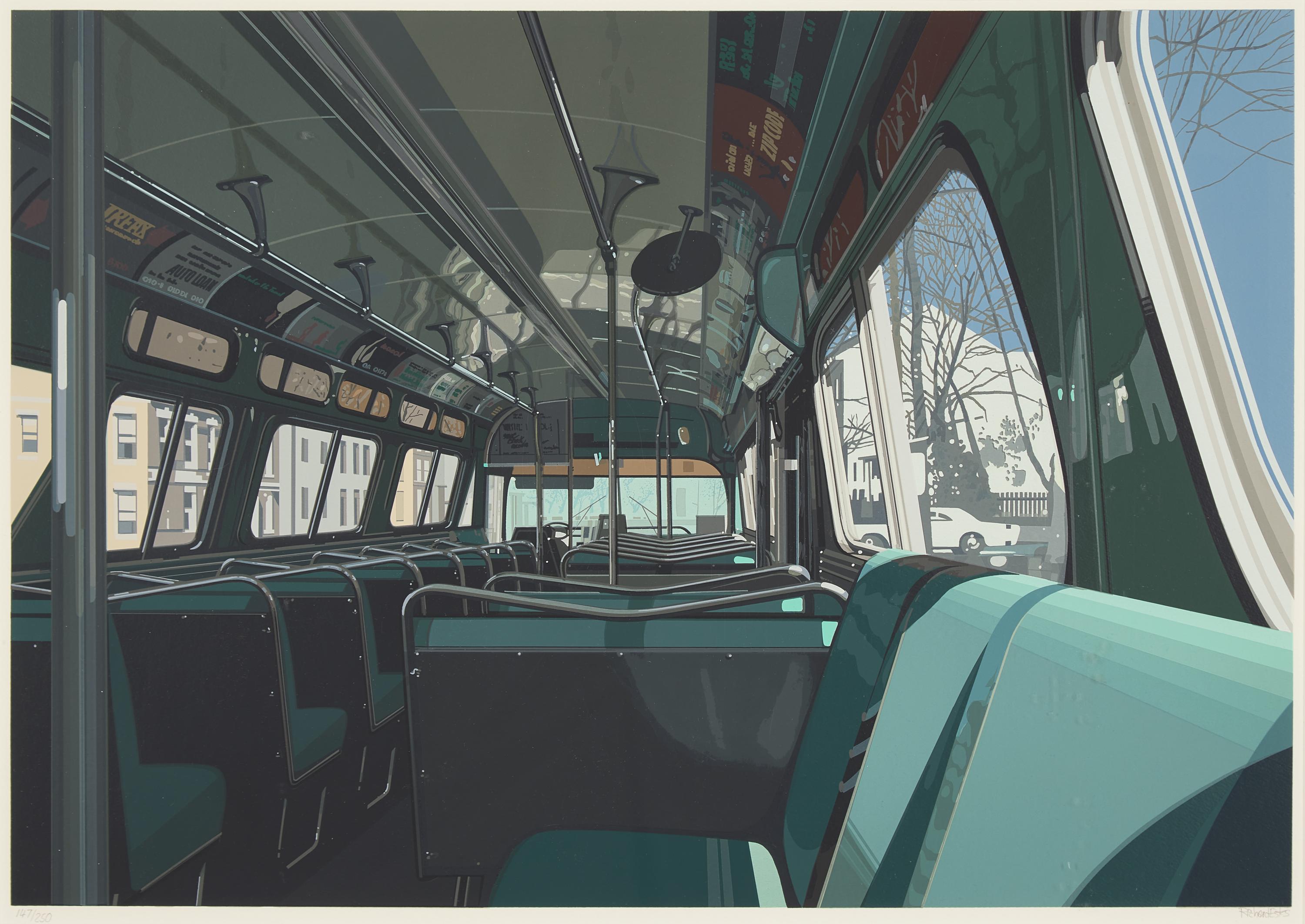 Richard Estes (American, b. 1932) — Bus Interior (from Urban Landscapes III ), 1981