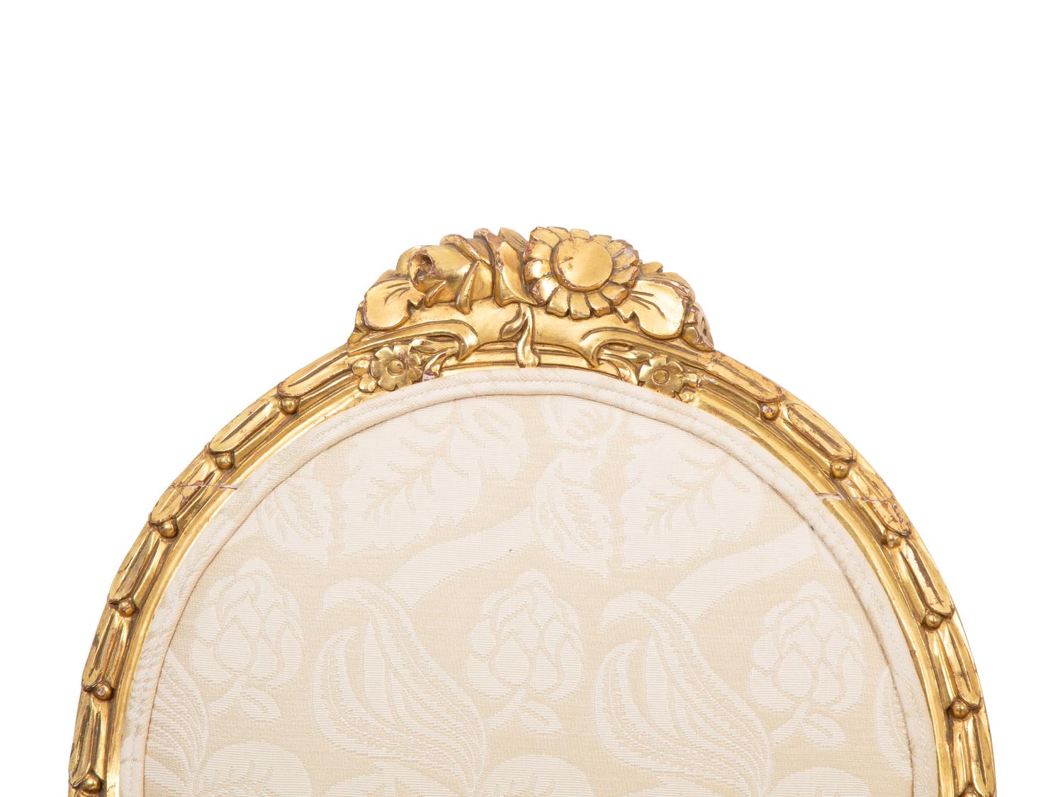 A Pair of Louis XVI Style Giltwood Fauteuils