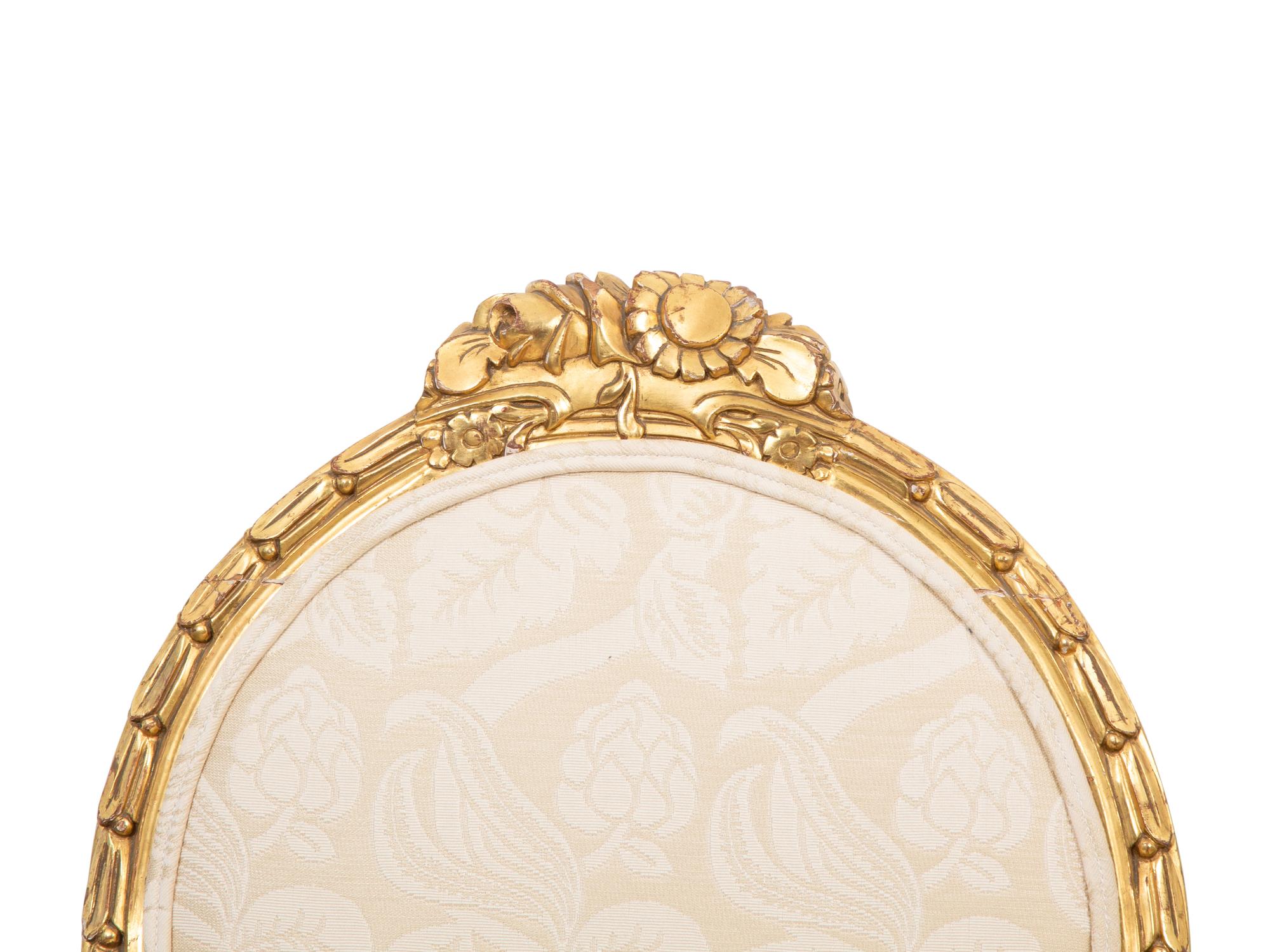 A Pair of Louis XVI Style Giltwood Fauteuils