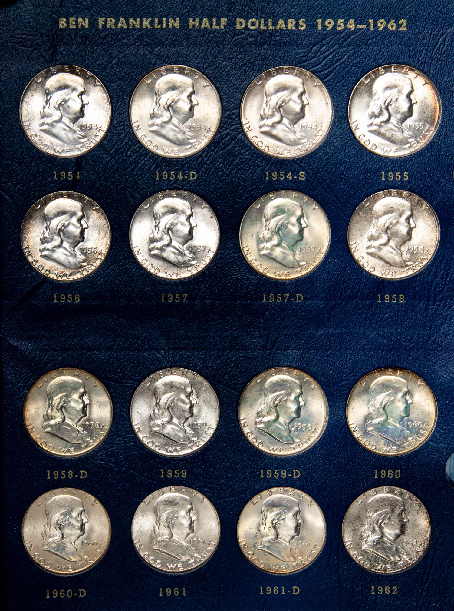 A Collection of Thirty-Five Benjamin Franklin 50c Coins