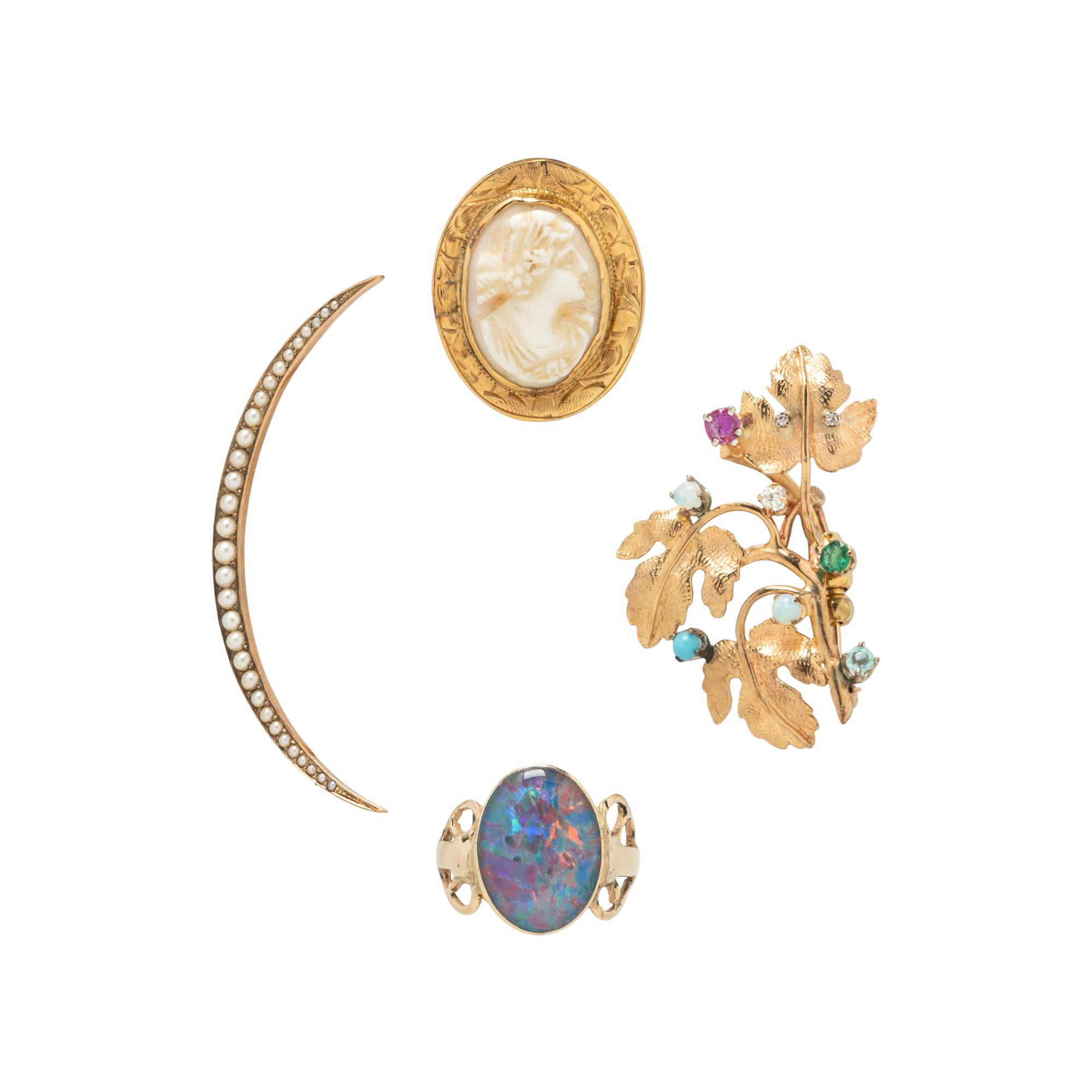 COLLECTION OF YELLOW GOLD AND MULTIGEM JEWELRY