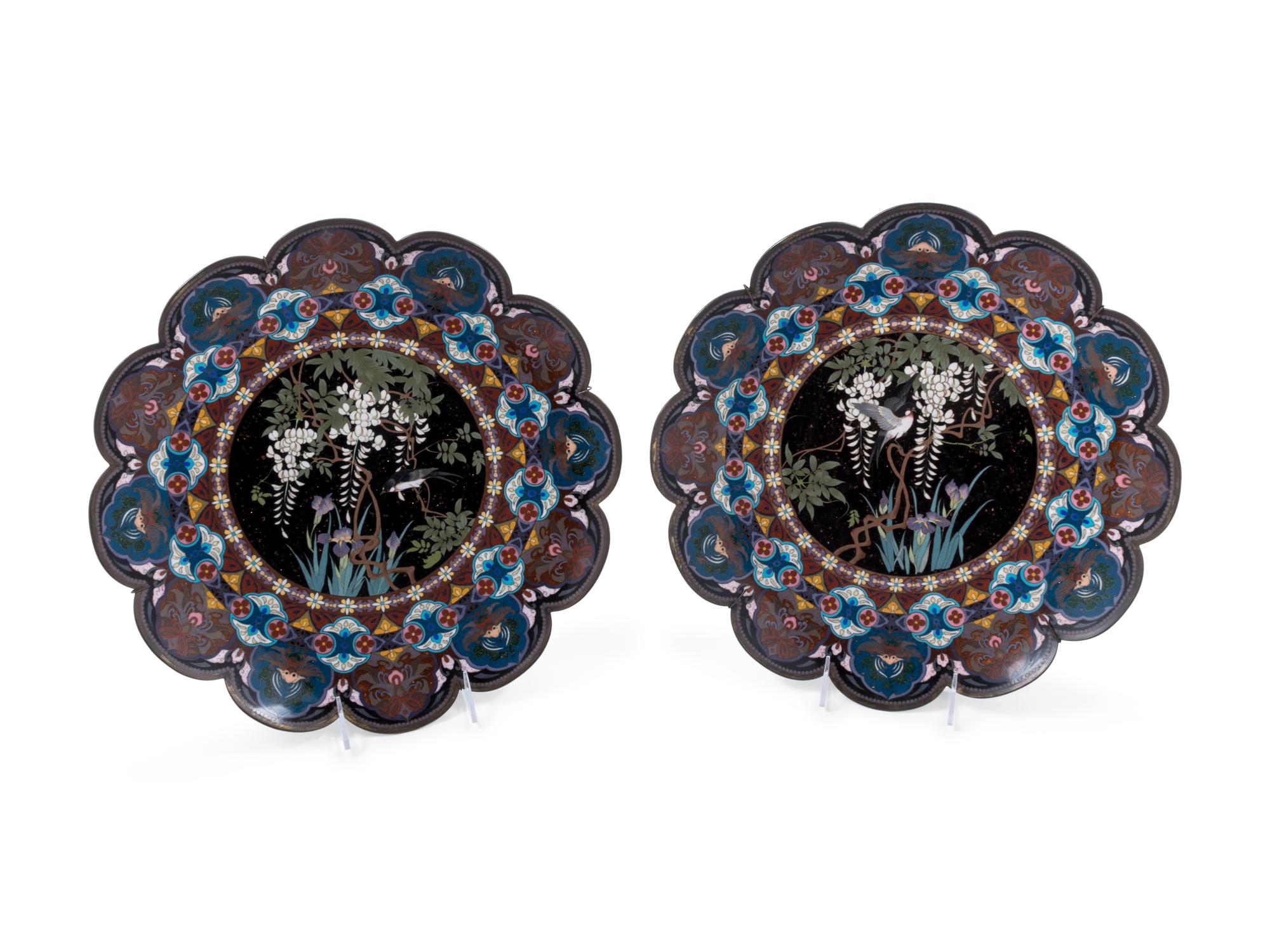 A Pair of Chinese Cloisonné Chargers