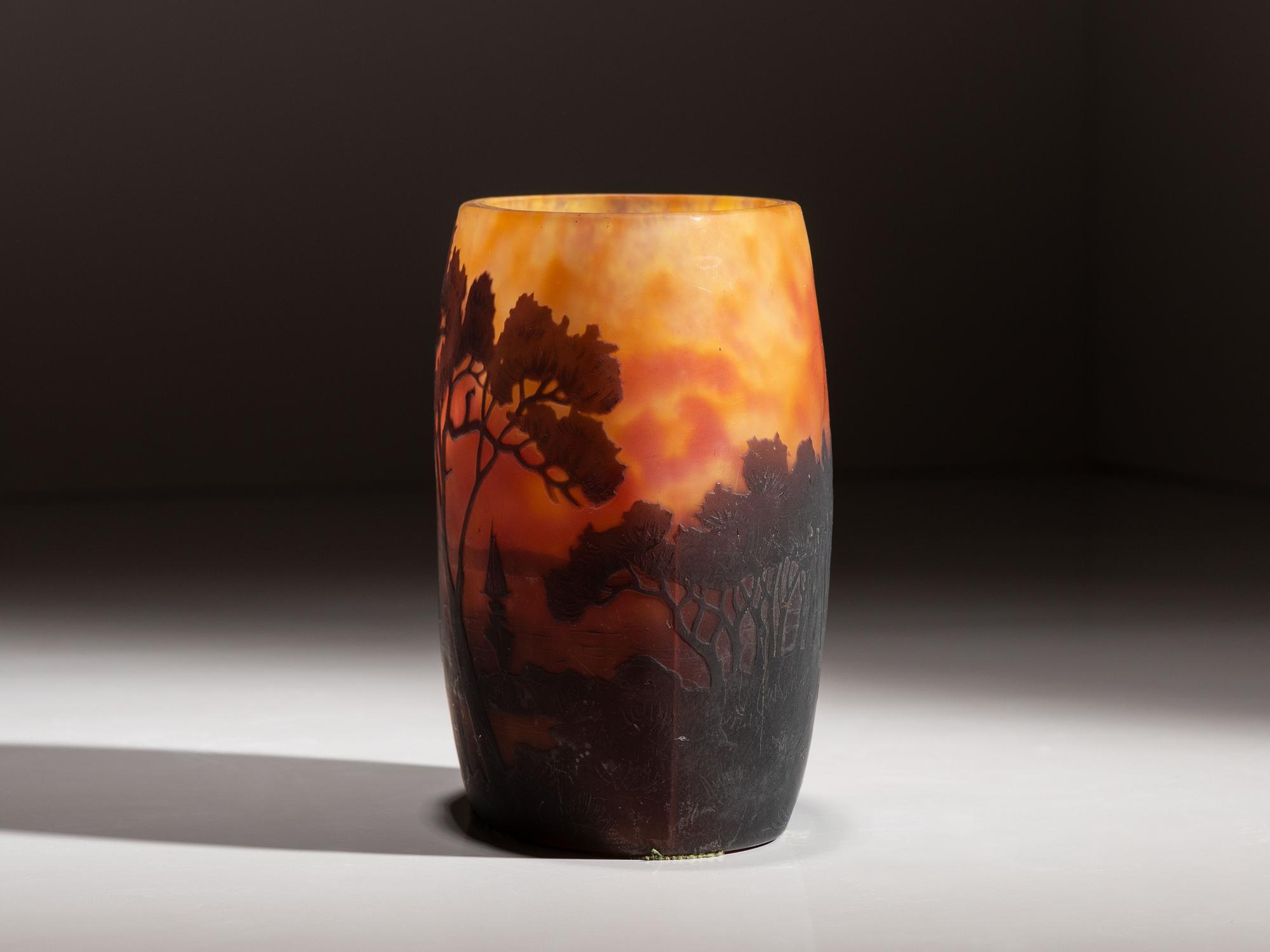A Daum Cameo Glass Scenic Vase