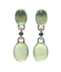An 18 Karat White Gold, Prehnite, Green Tsavorite Garnet and Diamond Demi Parure, 65.40 dwts.