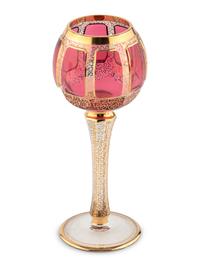 A Set of Ten Bohemian Gilt Decorated Red Cut to Clear Wine Stems