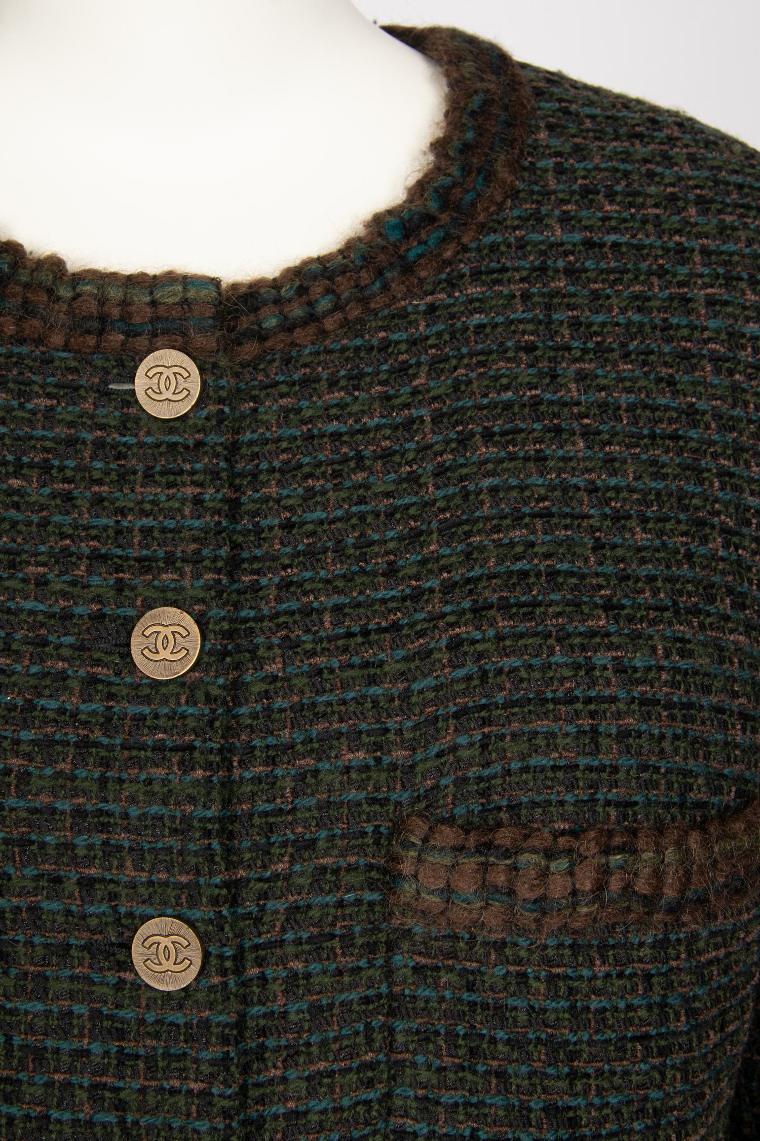 Chanel Green and Brown Fantasy Tweed Skirt Suit, c. 2009