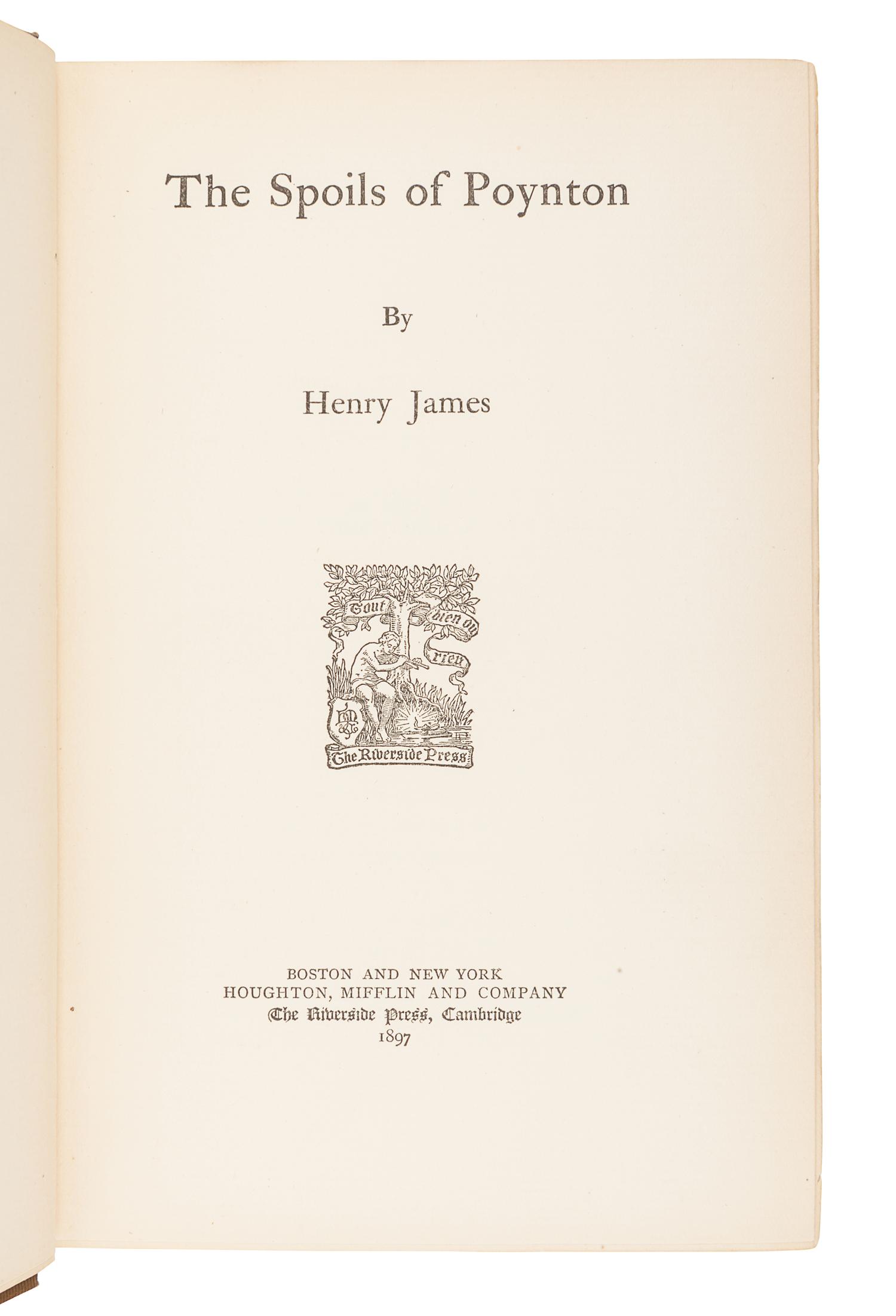JAMES, Henry (1843-1916). A group of 3 works by JAMES, comprising,