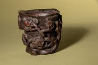 A Carved Bamboo 'Pine and Crane' Libation Cup