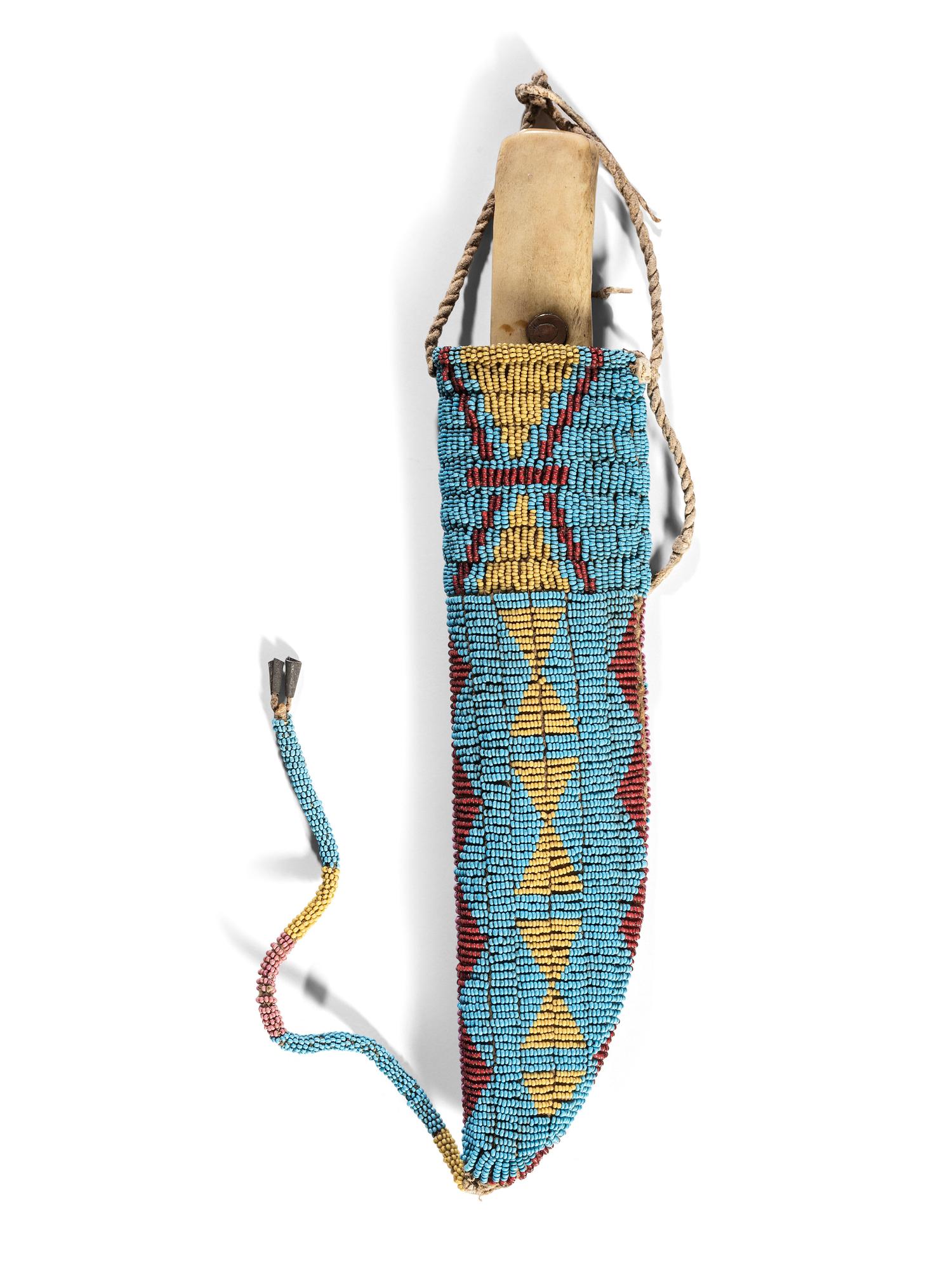 Sioux Beaded Knife Case, with Antler Handled Knife