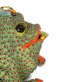 A Whimsical Painted and Glazed Ceramic Frog Pitcher