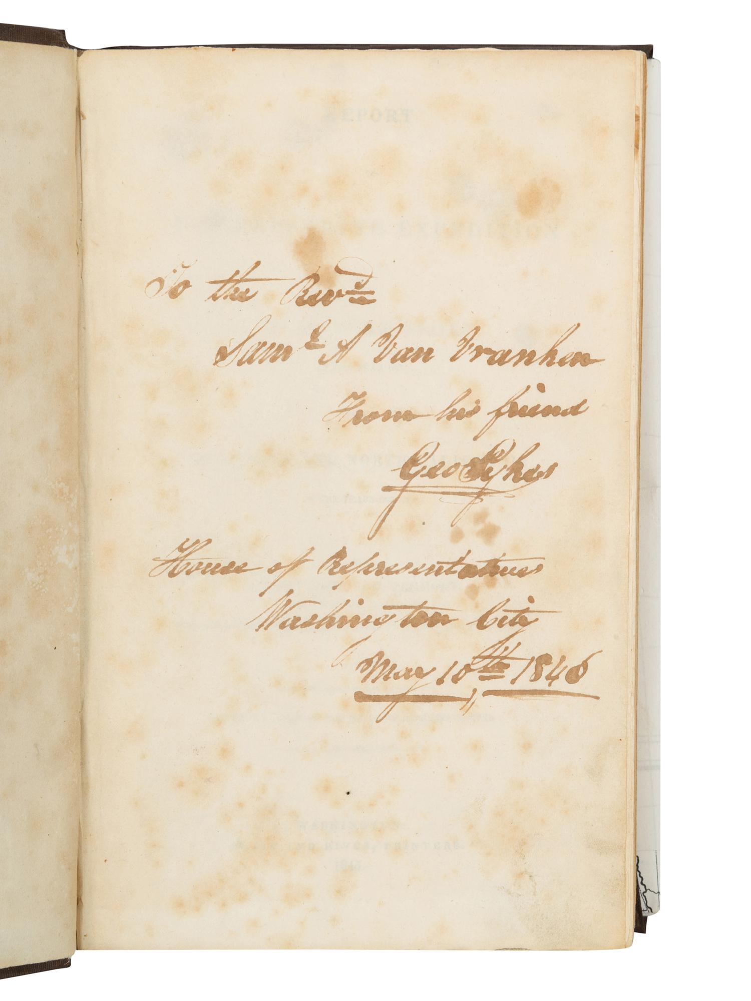 FREMONT, John Charles (1813-1890). Report of The Exploring Expedition to The Rocky Mountains in the year 1842, and to Oregon and North California in the years 1843-'44 . Washington, D. C.: Printed by Order of the House of Representatives, by Blair and Rives, 1845.