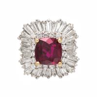 RUBY, DIAMOND, AND PLATINUM BALLERINA RING PENDANT