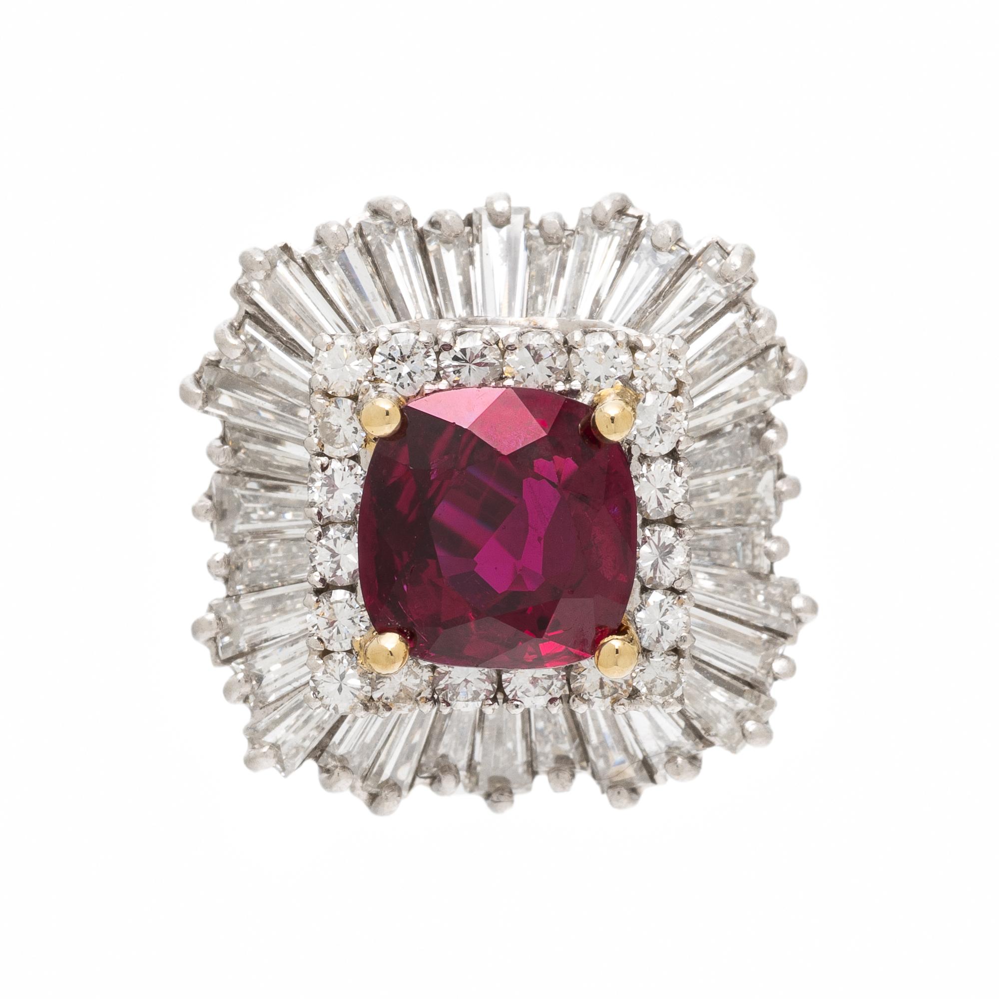 RUBY, DIAMOND, AND PLATINUM BALLERINA RING PENDANT