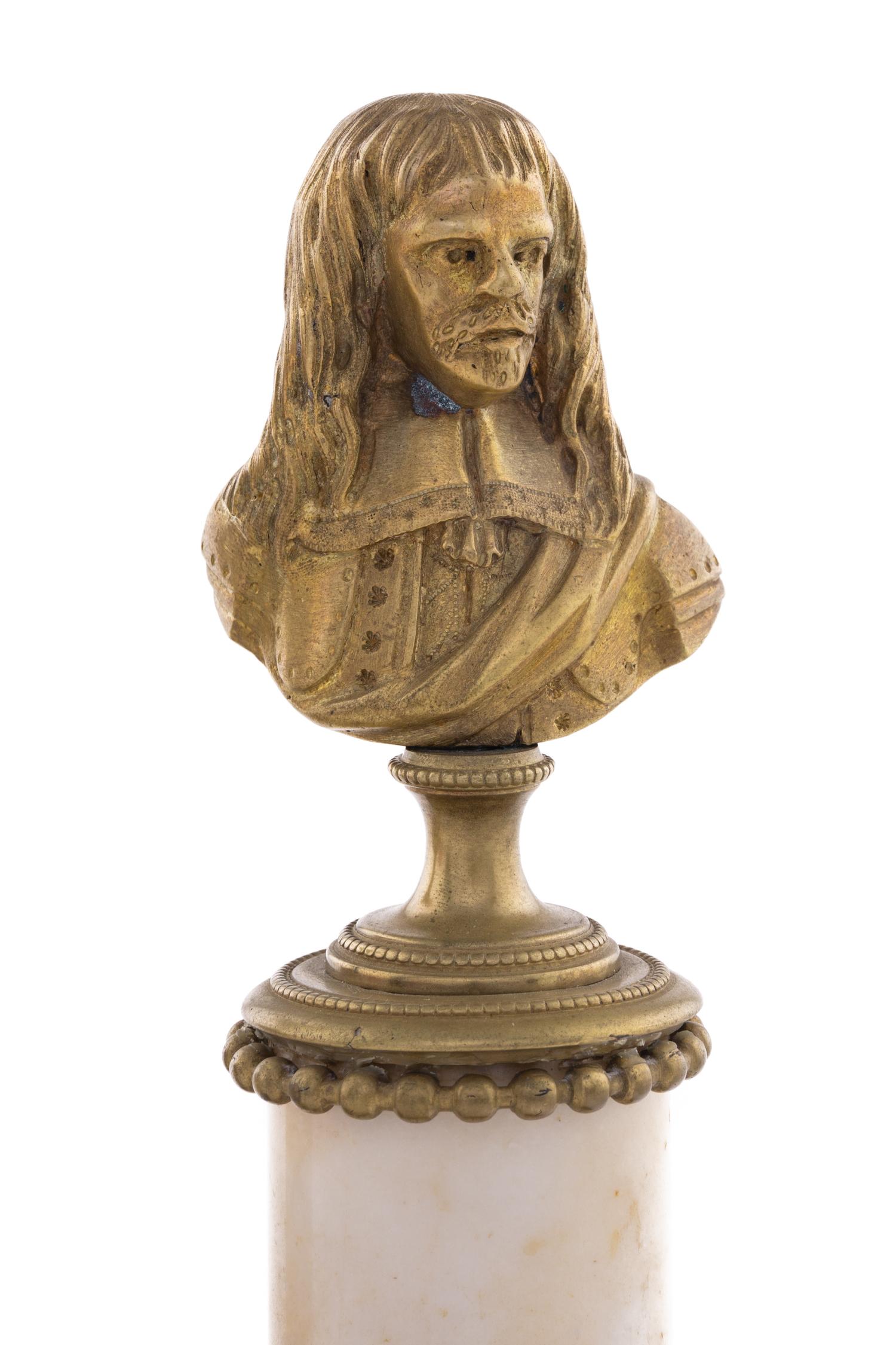 A Pair of French Gilt Metal and Marble Portrait Busts
