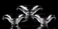 A Set of Three Steuben Glass Bowls Width of largest 11 1/2 inches.