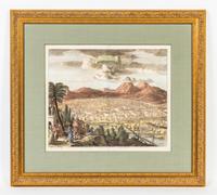 A Pair of Handcolored Engravings Height of each 21 x depth 23 inches.