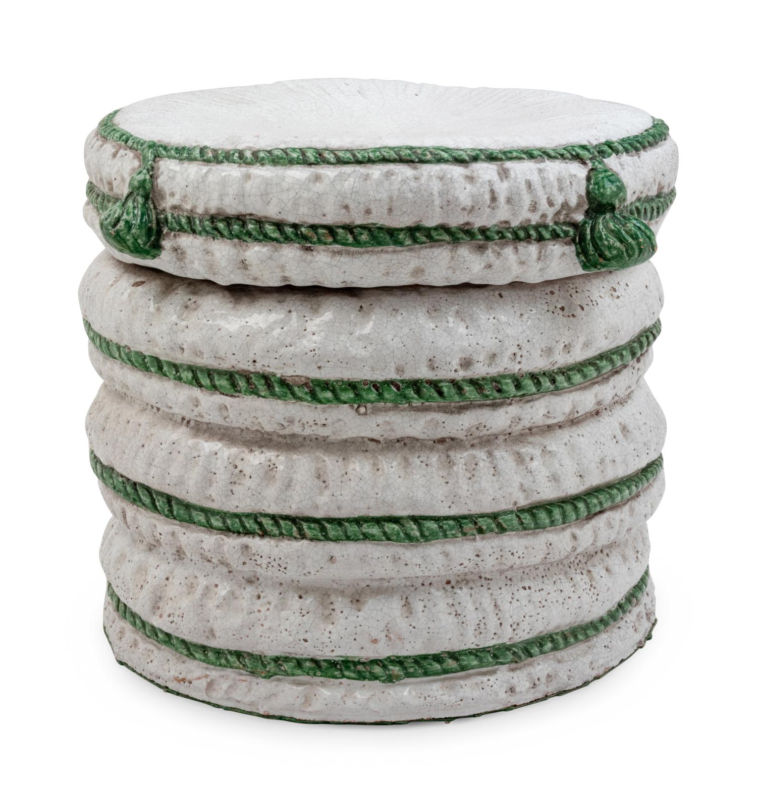 An Italian Glazed Ceramic Stool