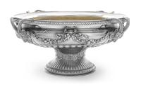 An American Silver Centerpiece Bowl, Gorham Mfg. Co., Providence, RI, the rim having an acanthus decorated band, the body with ram mask