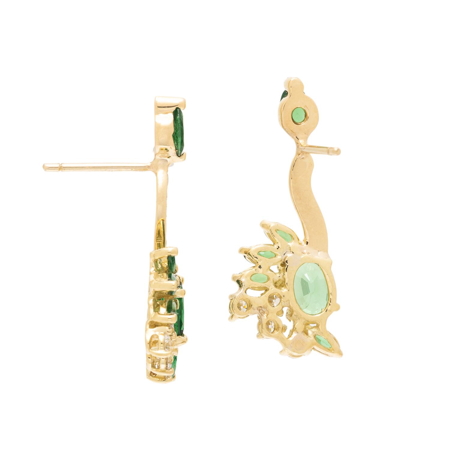 TSAVORITE GARNET AND DIAMOND EARRINGS