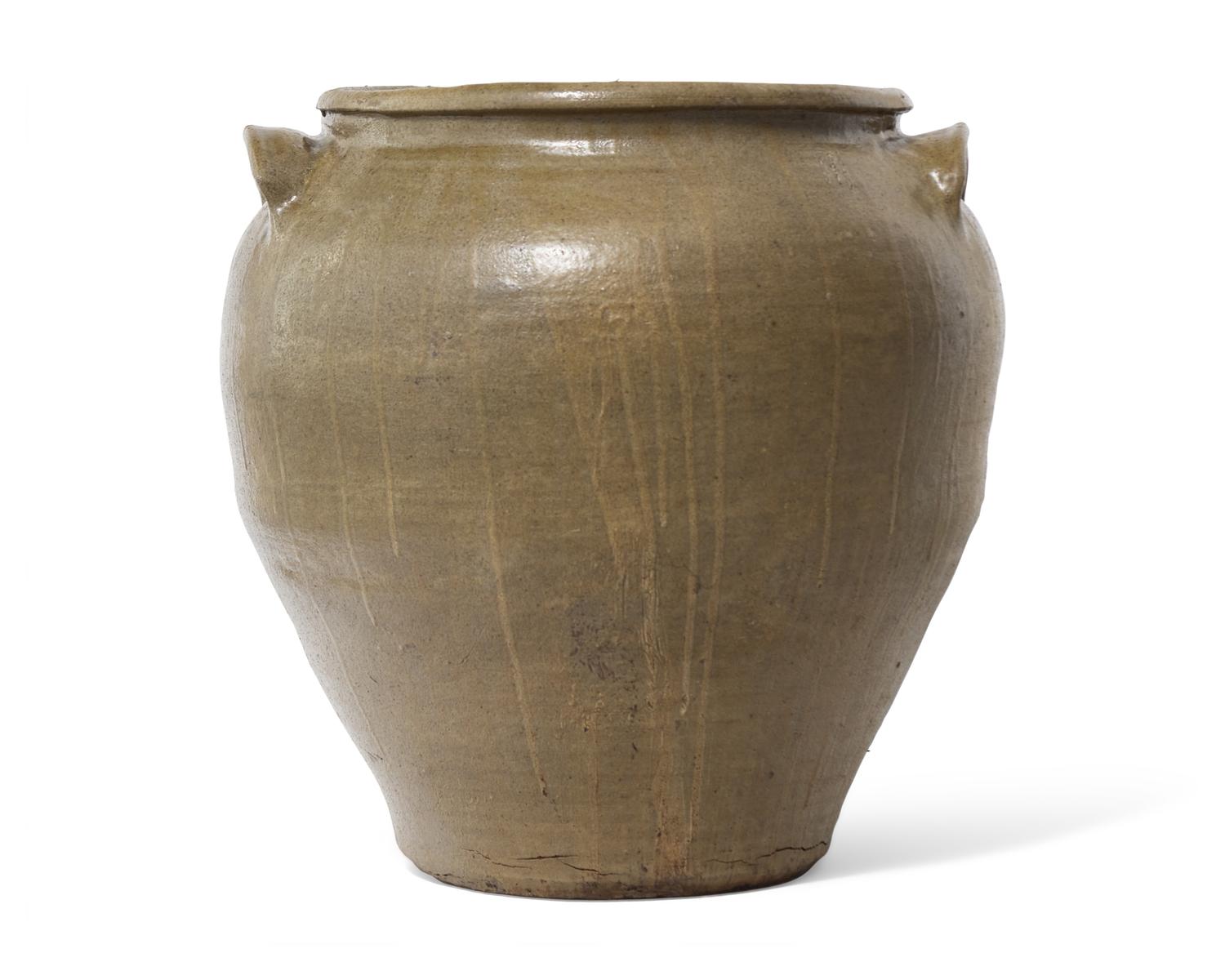 A Rare And Large David Drake Alkaline Glazed Two-Handled Stoneware Storage Jar