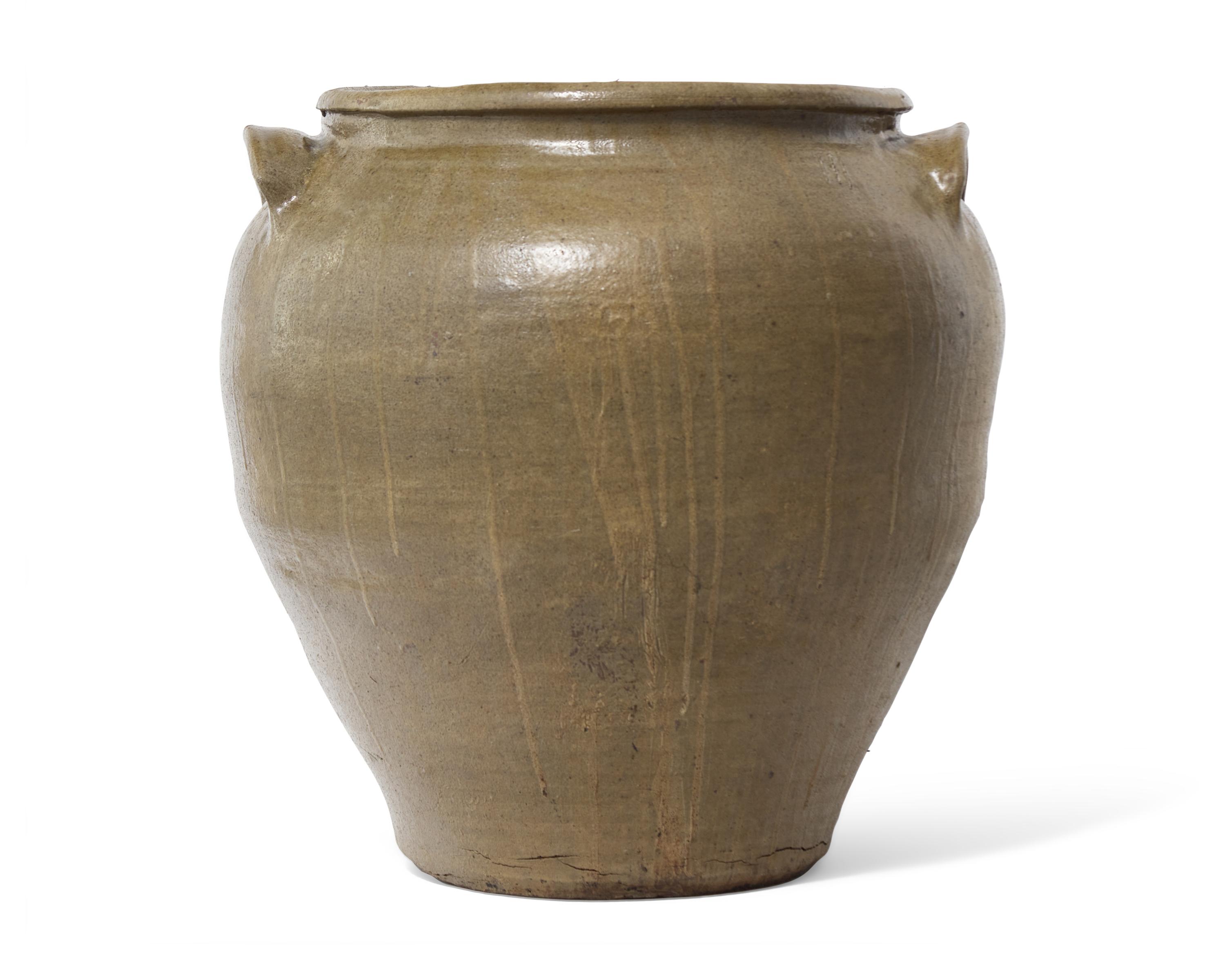 A Rare And Large David Drake Alkaline Glazed Two-Handled Stoneware Storage Jar
