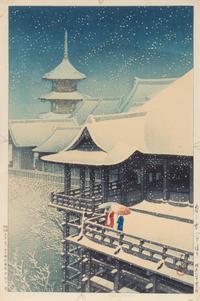 Kawase Hasui, (1883-1957), Haru no Yuki (Spring Snow, (Shimizu Temple at Kyoto), dated April 1932