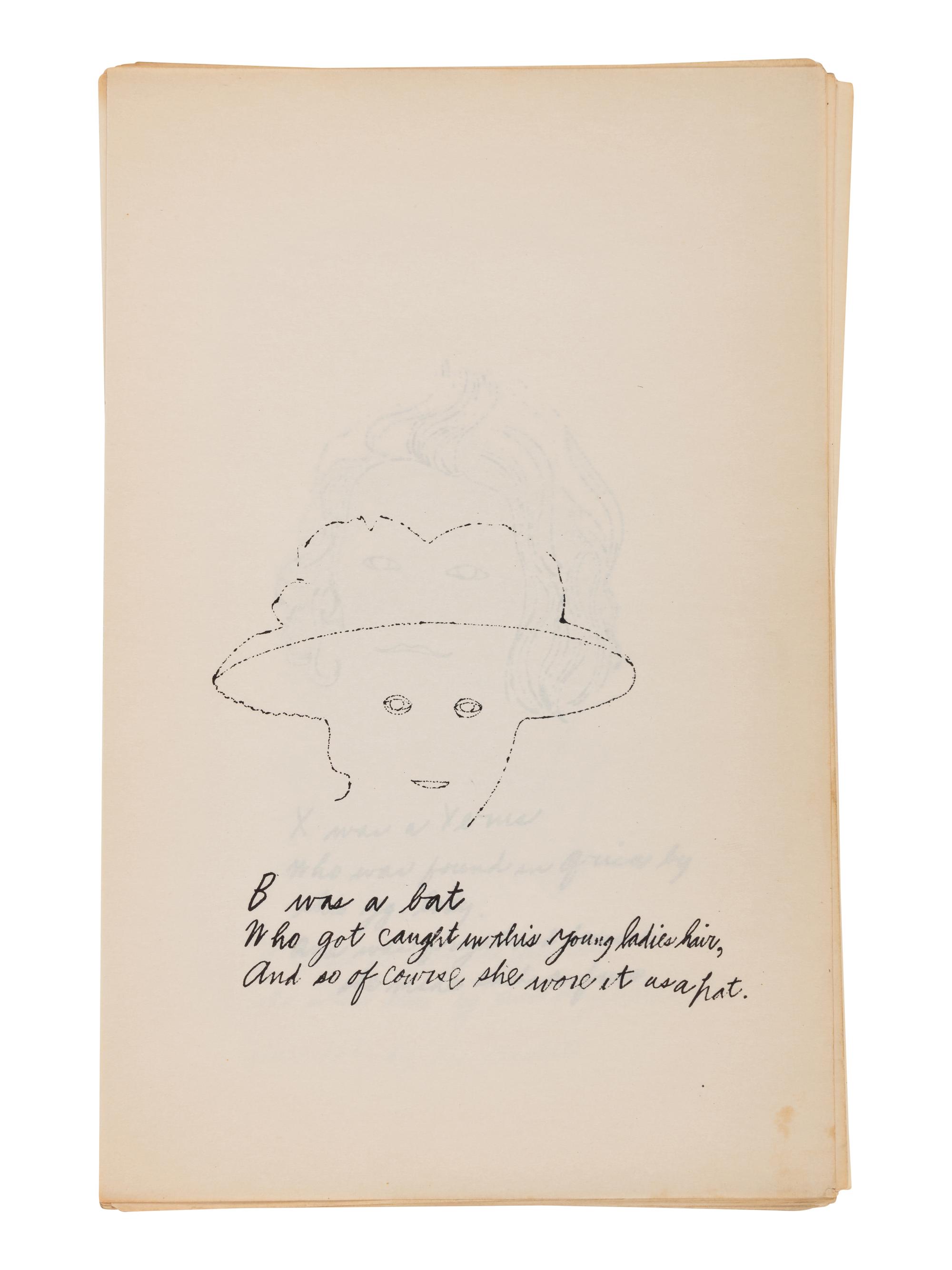 A is an Alphabet (complete set of 26 offset lithographs by Andy Warhol with poems by Ralph Thomas Ward, with portfolio covers), 1953