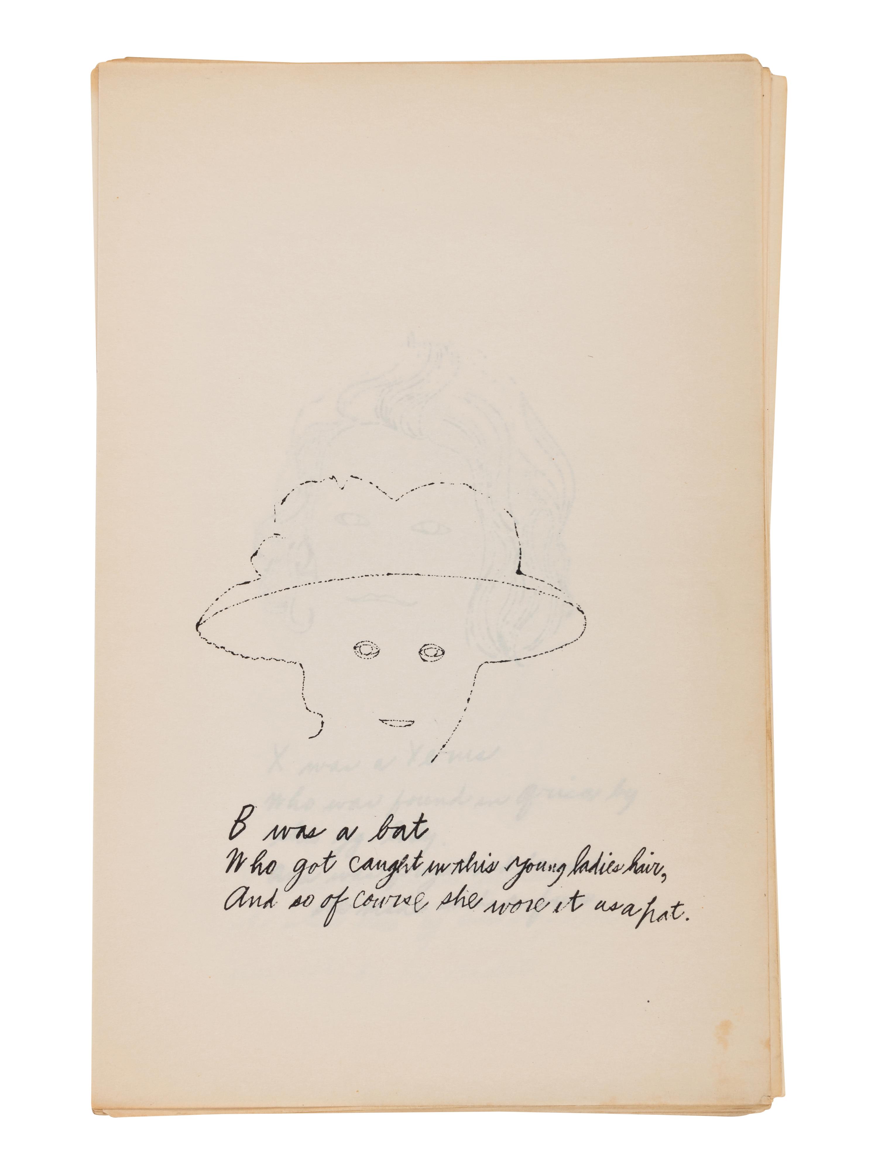 A is an Alphabet (complete set of 26 offset lithographs by Andy Warhol with poems by Ralph Thomas Ward, with portfolio covers), 1953