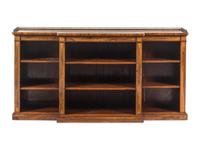 A Regency Indian Rosewood and Fruitwood Marquetry Breakfront Bookcase