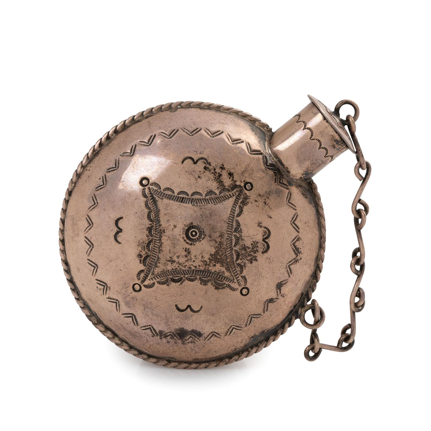 Navajo Stamped Silver Tobacco Canteen