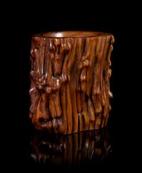 A Huanghuali Wood Brush Pot, Bitong Height 6 inches.
