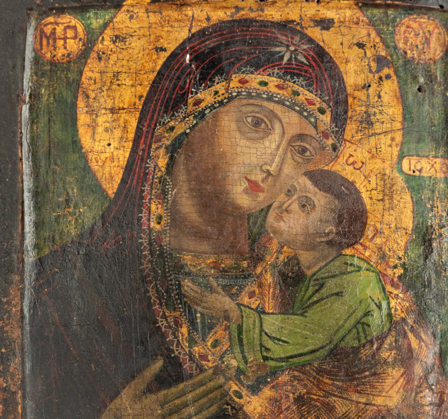 A Russian Painted Icon of the Virgin and Child