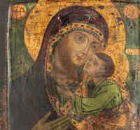 A Russian Painted Icon of the Virgin and Child
