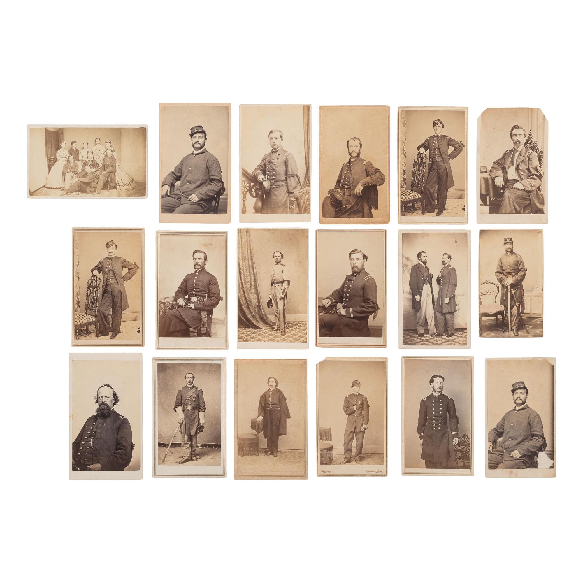 [Lincoln, Abraham] Group of 18 Carte de Visites of Civil War Officers or Enlisted Men With Lincoln Mourning Insignia