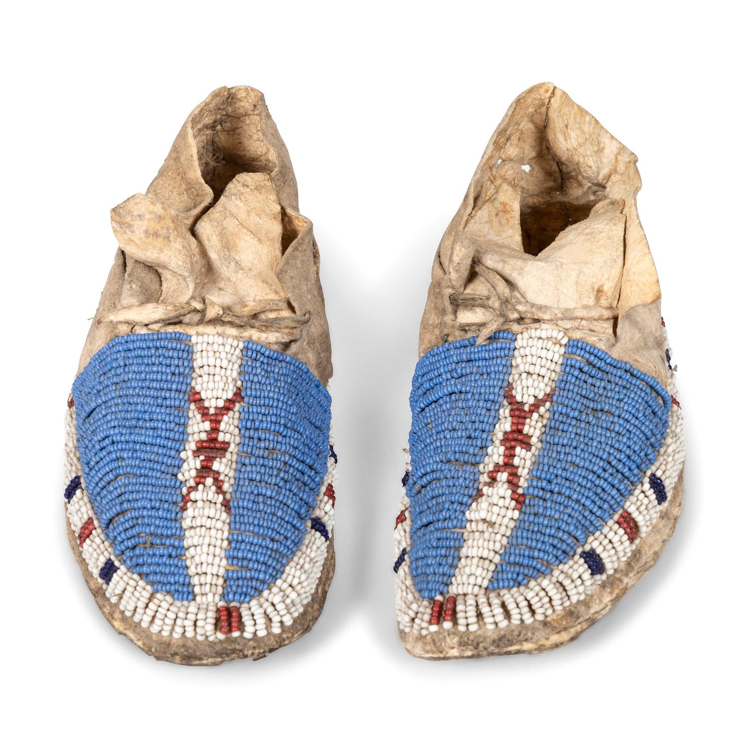 Sioux Child's Beaded Hide Moccasins