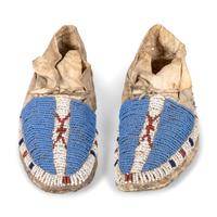 Sioux Child's Beaded Hide Moccasins