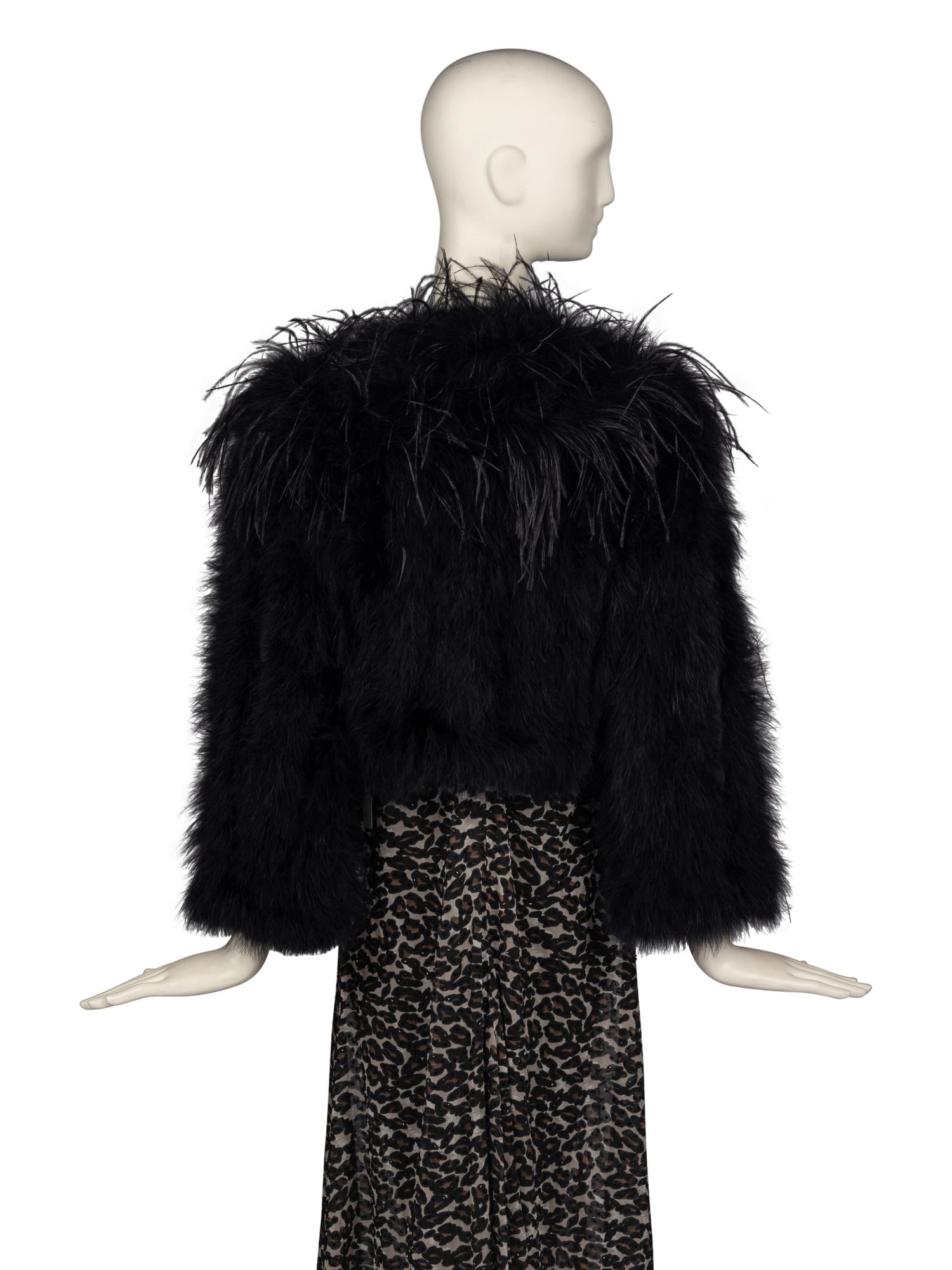Bob Mackie Beaded Leopard Print Dress & Feather Jackets