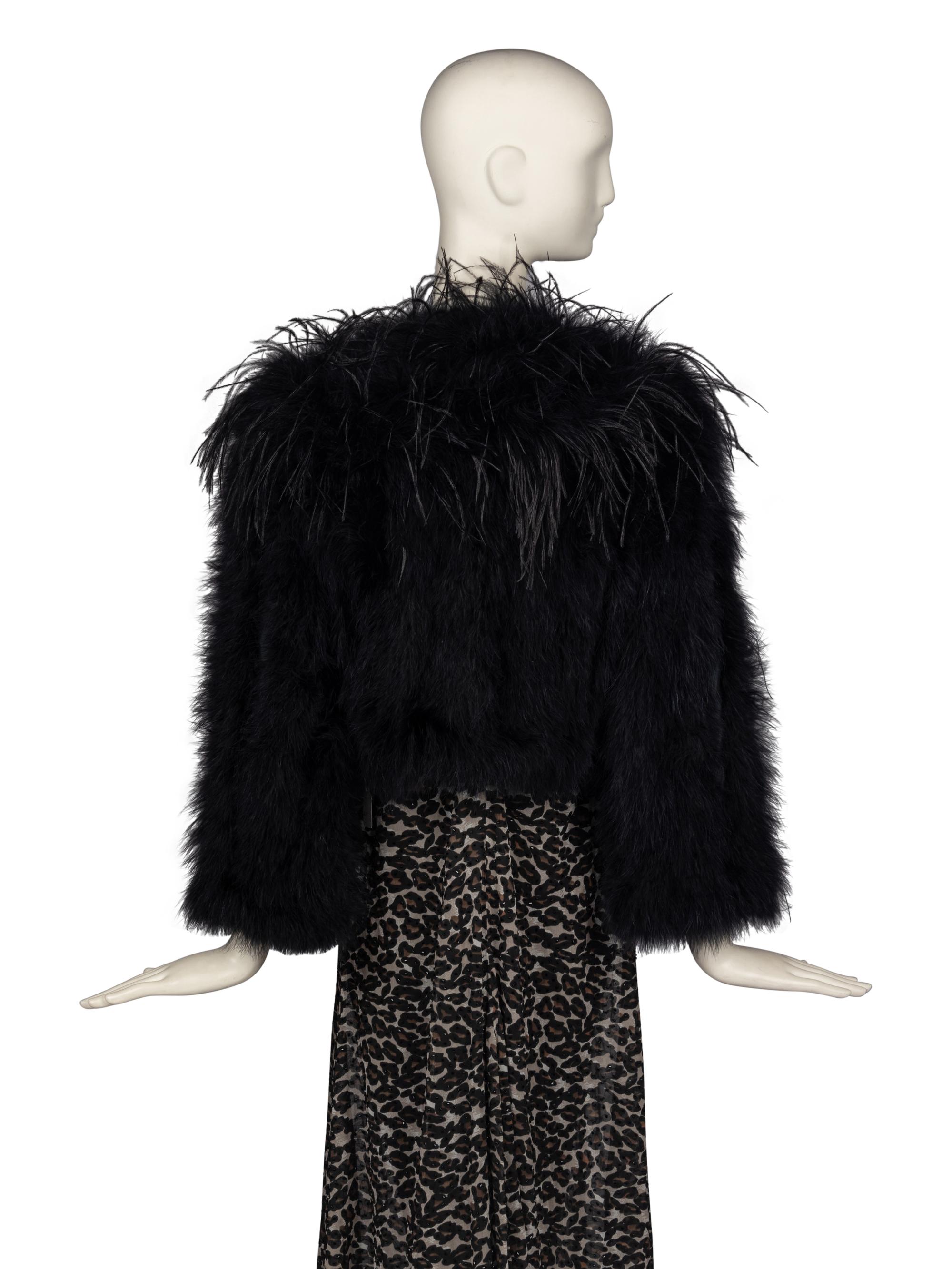 Bob Mackie Beaded Leopard Print Dress & Feather Jackets